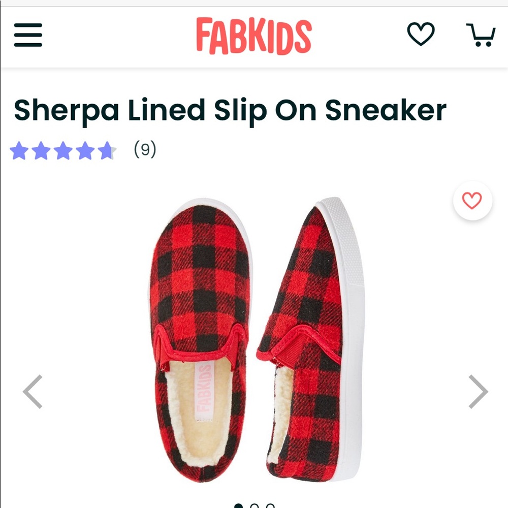 FabKids size 7 Sherpa lined slip on sneakers